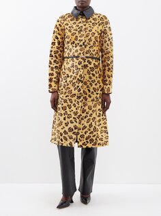 Пальто из телячьей шерсти с леопардовым принтом Saks Potts, бежевый
