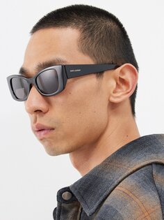 Солнцезащитные очки new wave из ацетата прямоугольной формы Saint Laurent, черный