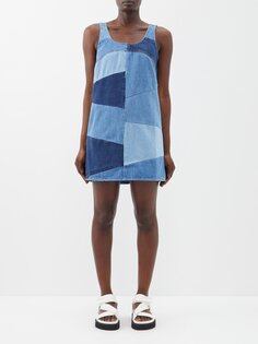 Джинсовое мини-платье в стиле пэчворк FRAME, синий