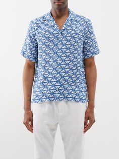 Льняная рубашка roberto с монограммой Frescobol Carioca, синий
