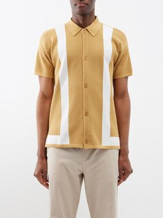 Двухцветная хлопковая рубашка-поло barretos Frescobol Carioca, бежевый