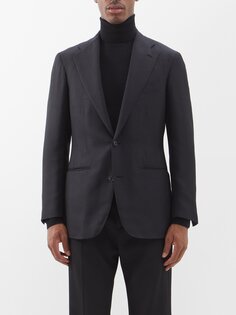 Пиджак из шелковой парусины с зазубренными лацканами Saman Amel, черный
