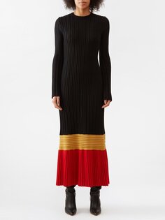 Платье fiona из смесового кашемира с цветными блоками Gabriela Hearst, черный