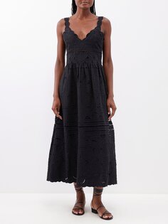 Платье blaire из органического хлопка английской вышивки Sea, черный