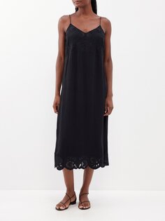 Платье-комбинация baylin из твила с кружевной отделкой Sea, черный