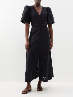 Платье baylin из смесового хлопка с вышивкой и кружевом Sea, черный