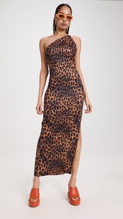 Платье макси Victor Glemaud Strappy One Shoulder, леопардовый