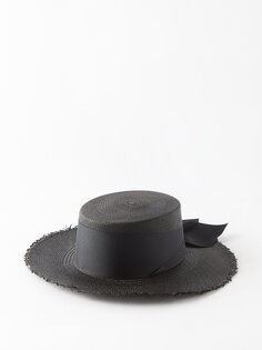 Потертая соломенная шляпа Sensi Studio, черный