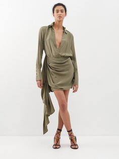 Шелковое платье-рубашка gravia с v-образным вырезом GAUGE81, зеленый
