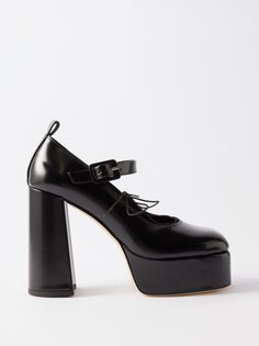 Кожаные туфли mary jane на платформе с сердцевидным носком Simone Rocha, черный