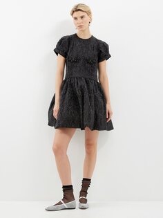 Платье мини с клоке металлизированного цвета и кристаллами Simone Rocha, черный