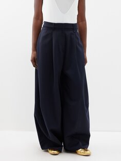 Широкие брюки из твила с эластичной талией Simone Rocha, синий