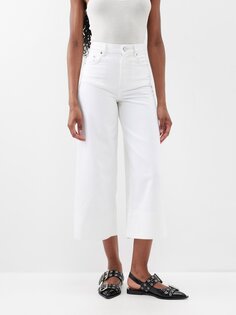 Укороченные джинсы из органического хлопка с высокой талией Ganni, белый