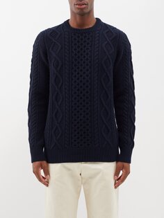 Шерстяной свитер жёсткой вязки pescatore Ghiaia Cashmere, синий