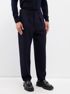 Костюмные брюки из смесовой шерсти с вафельным узором Giorgio Armani, синий
