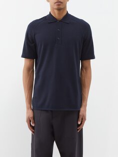 Рубашка-поло из кашемирового пике Giorgio Armani, синий