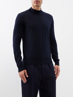 Шерстяной свитер с высоким воротником Giorgio Armani, синий