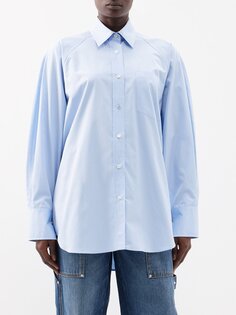 Рубашка из хлопка и поплина с рукавами реглан Stella McCartney, синий