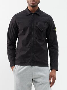 Верхняя рубашка из габардина с накладными карманами Stone Island, черный