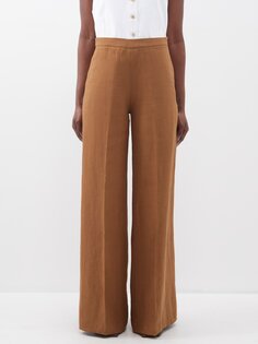 Льняные широкие брюки amanda Giuliva Heritage, коричневый