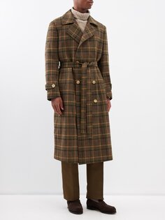 Шерстяное пальто jacques с поясом в клетку Giuliva Heritage, коричневый