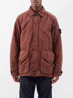 Пуховик из холщовой ткани, окрашенный в готовой одежде Stone Island, бургундия