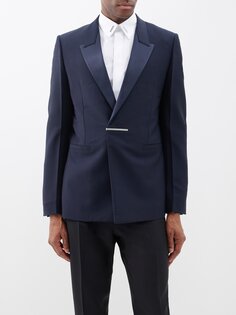 Пиджак из смесовой шерсти с атласными лацканами Givenchy, синий