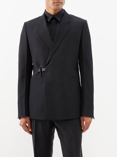 Двубортный шерстяной пиджак u-lock Givenchy, черный