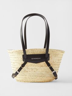 Соломенная сумка-корзина vouyou с кожаной отделкой Givenchy, бежевый