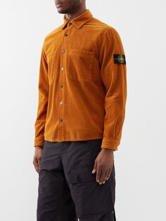 Вельветовая рубашка, окрашенная в готовом виде Stone Island, оранжевый