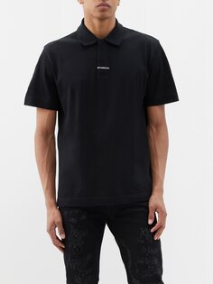 Рубашка-поло из хлопкового пике с бляшкой-логотипом Givenchy, черный