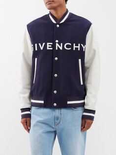 Университетская куртка из фетра и кожи с аппликацией логотипа Givenchy, синий
