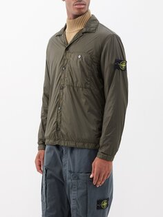 Верхняя рубашка из нейлона, окрашенного в готовом виде Stone Island, зеленый