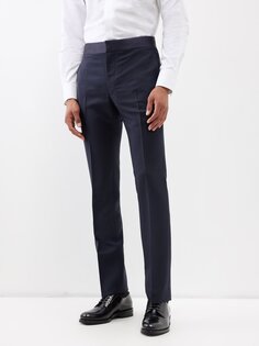 Узкие костюмные брюки из смесовой шерсти Givenchy, синий
