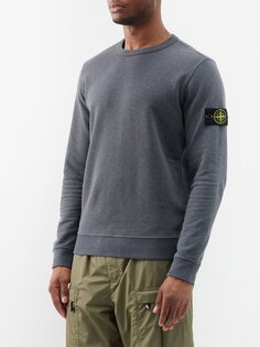 Толстовка из хлопкового джерси с нашивкой-логотипом Stone Island, серый