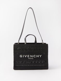 Плетеная сумка-тоут g-tote из искусственной рафии Givenchy, черный