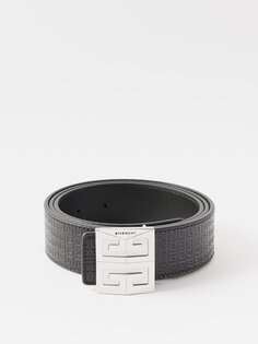 Двусторонний кожаный ремень с пряжкой 4g и тисненым логотипом Givenchy, черный