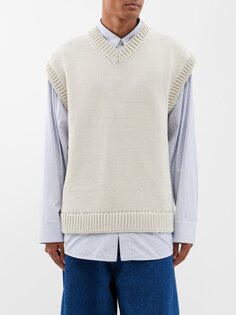 Жилет-свитер объемной вязки из смесового хлопка Studio Nicholson, белый