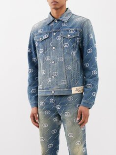 Джинсовая куртка interlocking g с кристаллами Gucci, синий