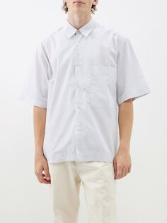 Рубашка pete из хлопкового поплина с сетчатым принтом Studio Nicholson, белый