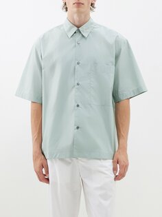 Рубашка pete из хлопкового поплина с накладными карманами Studio Nicholson, синий