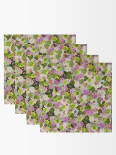 Набор из четырех льняных салфеток с цветочным принтом «анютины глазки» Summerill &amp; Bishop, зеленый