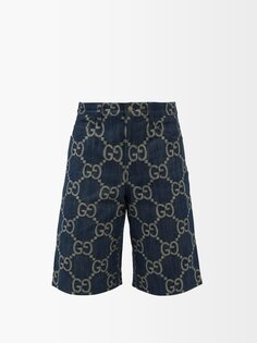 Джинсовые шорты-бермуды с вышивкой gg Gucci, синий