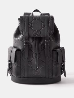 Кожаный рюкзак с тисненым узором gg Gucci, черный