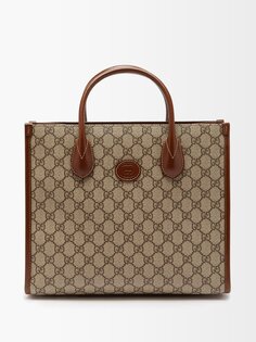 Маленькая сумка-тоут из холщовой ткани с логотипом gg Gucci, бежевый