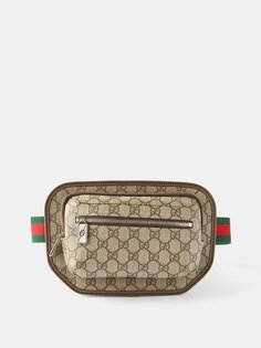 Поясная сумка jumbo из холщовой ткани с узором gg Gucci, бежевый