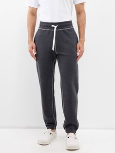 Спортивные брюки из хлопкового флиса с прострочкой Sunspel, серый