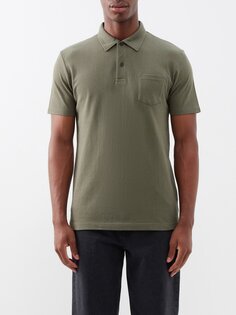Рубашка-поло riviera из хлопковой сетки Sunspel, зеленый