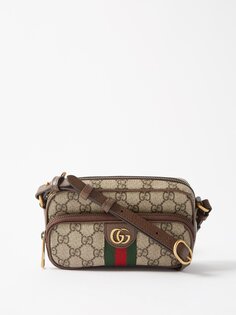 Маленькая сумка через плечо ophidia gg supreme с полосками web Gucci, бежевый