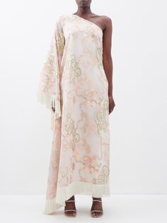Платье dovima из парчи с цветочным принтом и бахромой из смесового шелка Taller Marmo, розовый